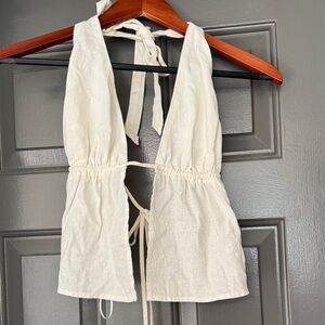 Garage Cream ivory halter Top